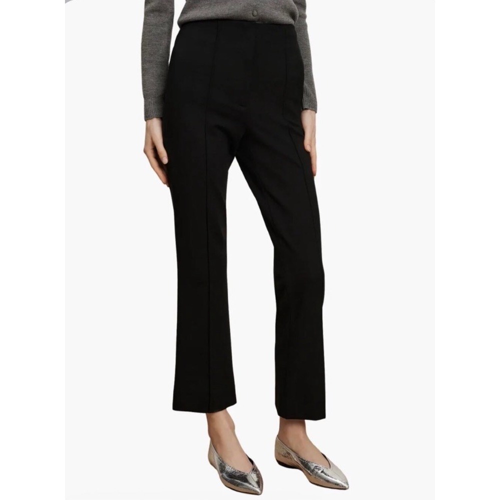 Veronica Beard Kean Dress Pants Womens Size 6 Pintuck Seams Cropped Flared Black